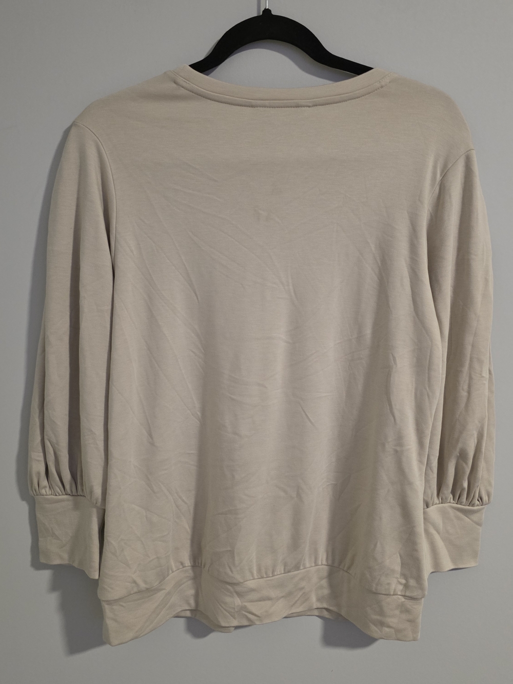 Denver Hayes Oatmeal Heather Long Sleeve Top Puff Sleeve Size Medium NWT - Picture 8 of 10